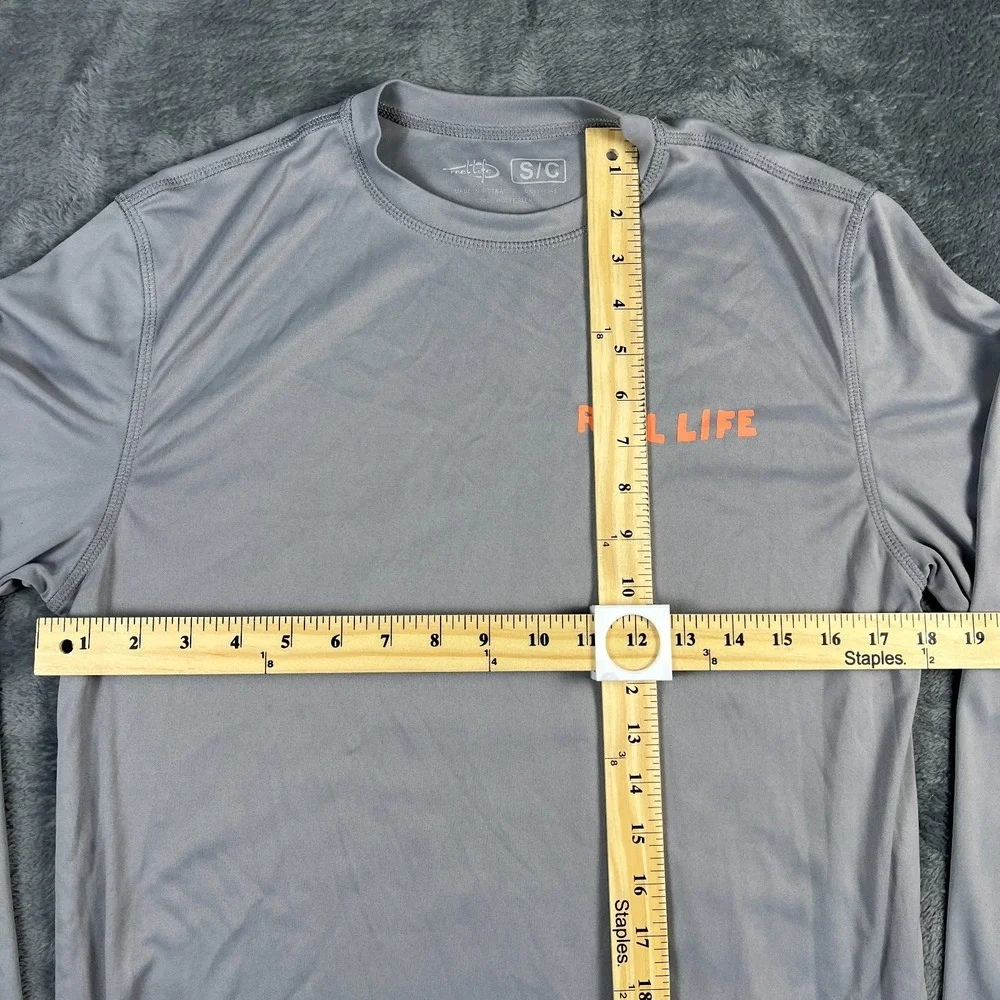 Reel Life Mens Rash Guard Shirt Small Gray UV Sun Protection Long Sleeve Swim